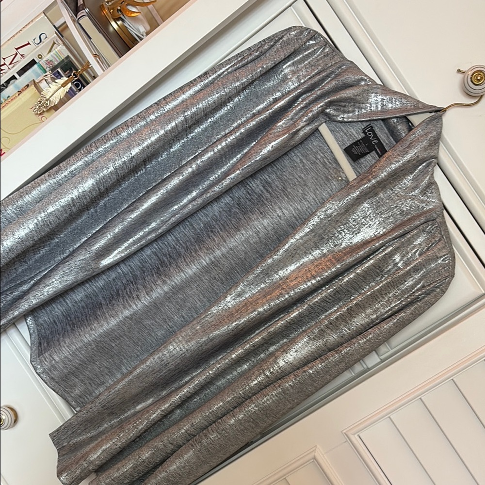 Silver Metallic Open Cardigan
